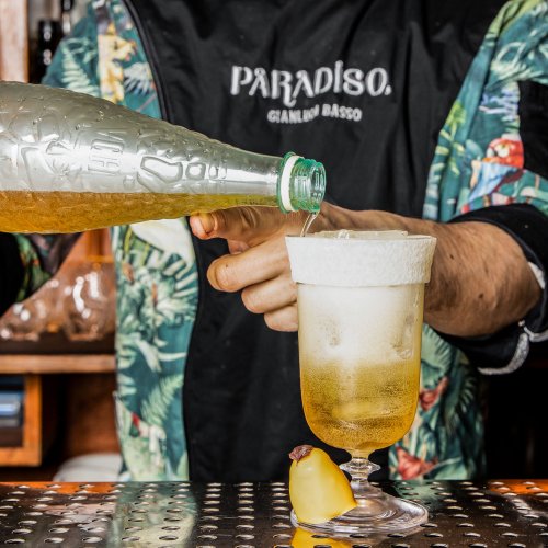 A Clarified Paloma Crowned With Fluffy Koji